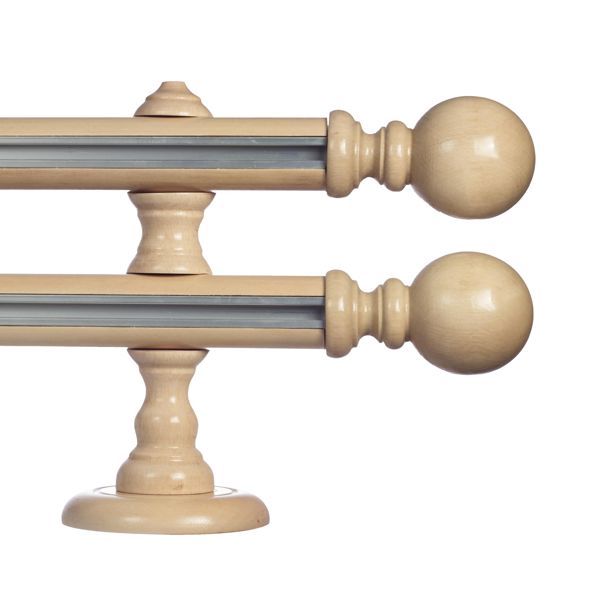 Galerie lemn perdea  Globo Double 35mm cu aluminiu Natur